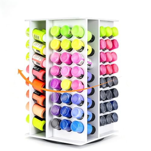 Image of Yrangee Acrylic Paint Organizer, 2 oz Craft Paint Holder Rack with 96 Holes, 360 Spining Craft Storage Organizer Tower for Apple Barrel, Desk Organizer