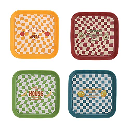 Lot de 4 plats à broche en os, 15 x 15 cm, petits plateaux de service en plastique, plats de dîner réutilisables, gâteaux, desserts, assiettes à salade pour cuisines, restaurants