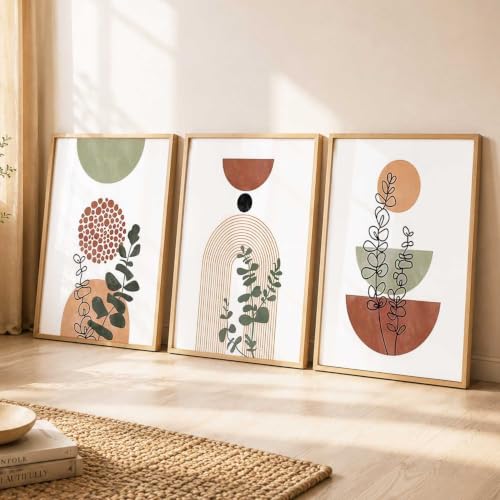 Image of kotart Boho Art Home Decoration Paintings With Frame For Living Room Bed Room Hotel Wall Decor Digital Reprint Set of 3 (19X25 inch)
