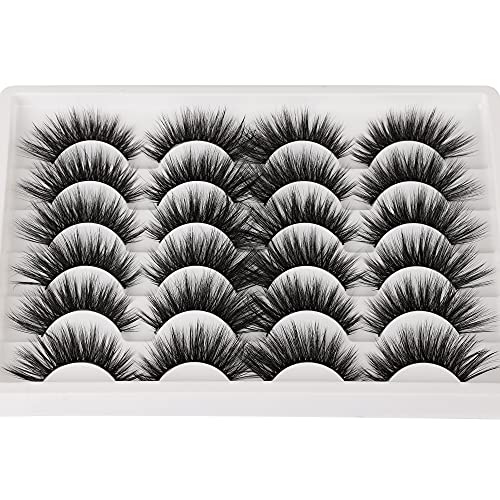 False Eyelashes Faux Mink 12 Pairs Cat Eye Lashes Pack Wispy 3D Natural Look Volume Lashes Soft Handmade Reusable Fake Eyelashes