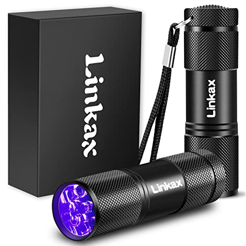 2 Pack UV Flashlight Black Light, UV Blacklight Flashlights 395nm, Ultraviolet Handheld Mini Small Torch Light Detector for Dog Pet Urine and Stains, Check Uranium Glass