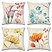 Artscope Set di 4 Impermeabile Federe Copricuscini Decorativi Quadrate Fodere per Patio Giardino Soggiorno Fattoria Fodera per Cuscini da Esterno45x45cm, Fiori Rosa Blu Gialli Arancioni