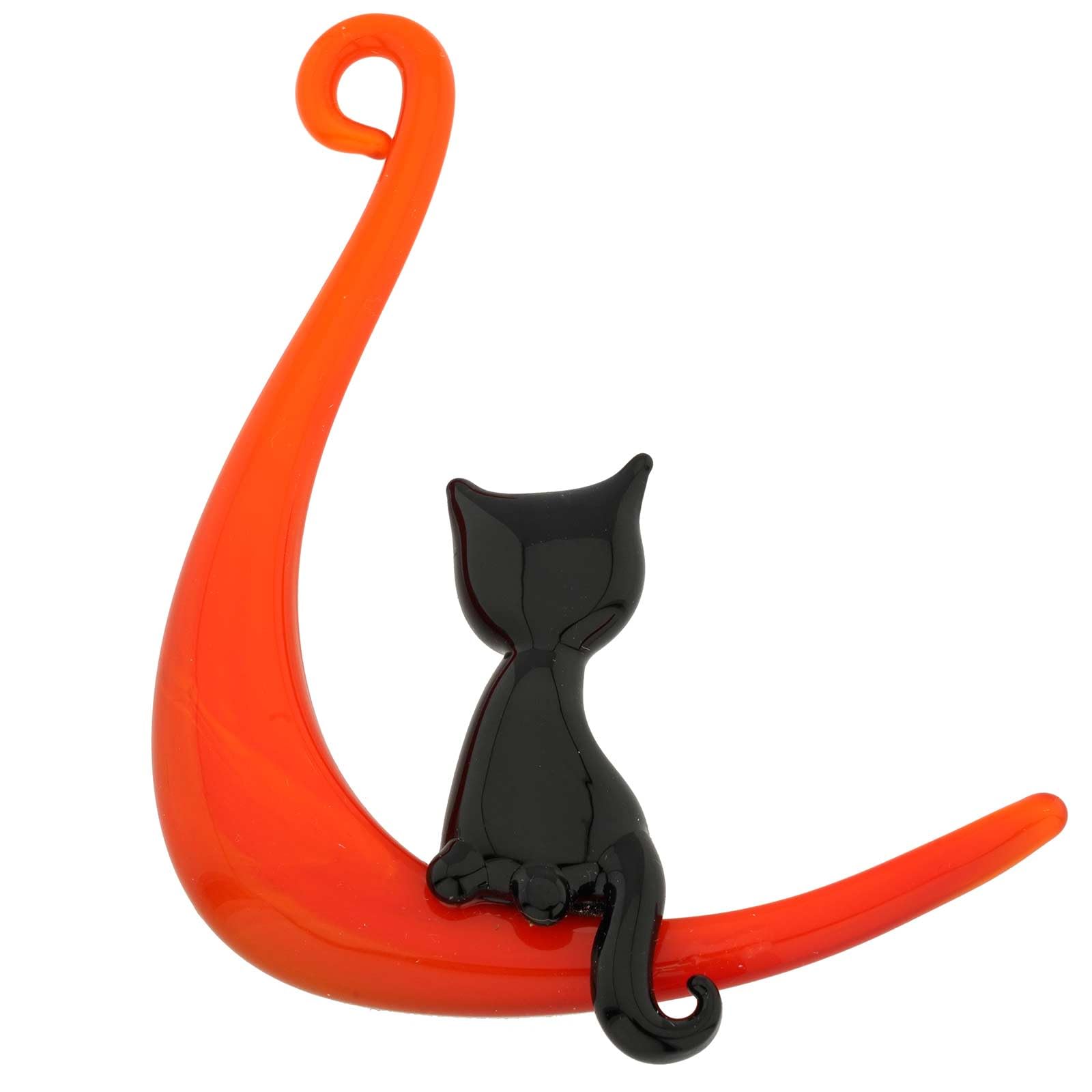 Amazon.co.jp: GlassOfVenice ムラーノガラス 月の上の猫 吊り