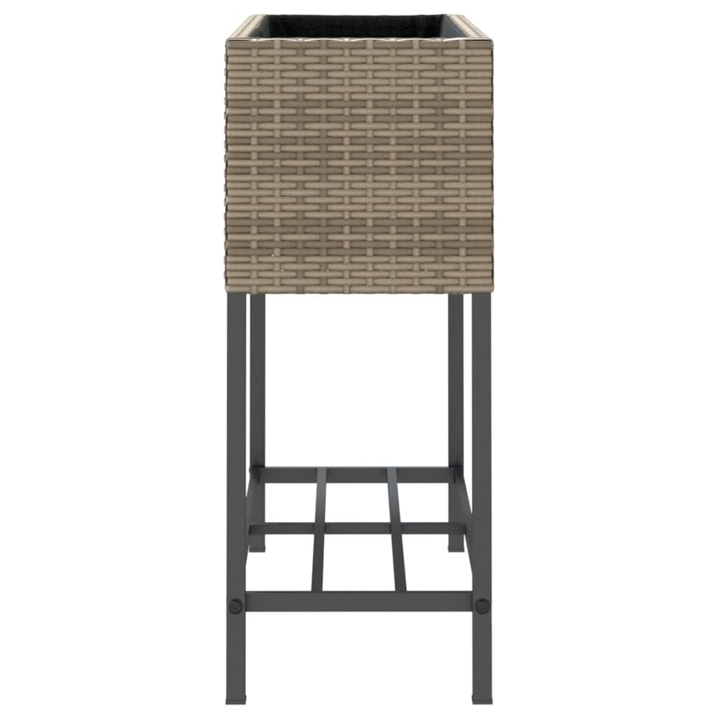 Podwyższone grządki z półką, zestaw 2 szt., szare, 70 x 28 x 70 cm, polirattanowe, na balkon, do ogrodu, do użytku wewnątrz i na zewnątrz