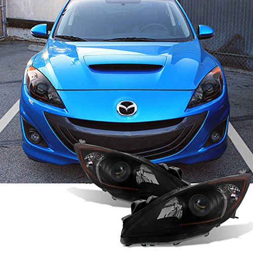 For [Halogen Type - Black Smoke] 2010 2011 2012 2013 Mazda 3 Mazda3 Projector Headlights Assembly Pair