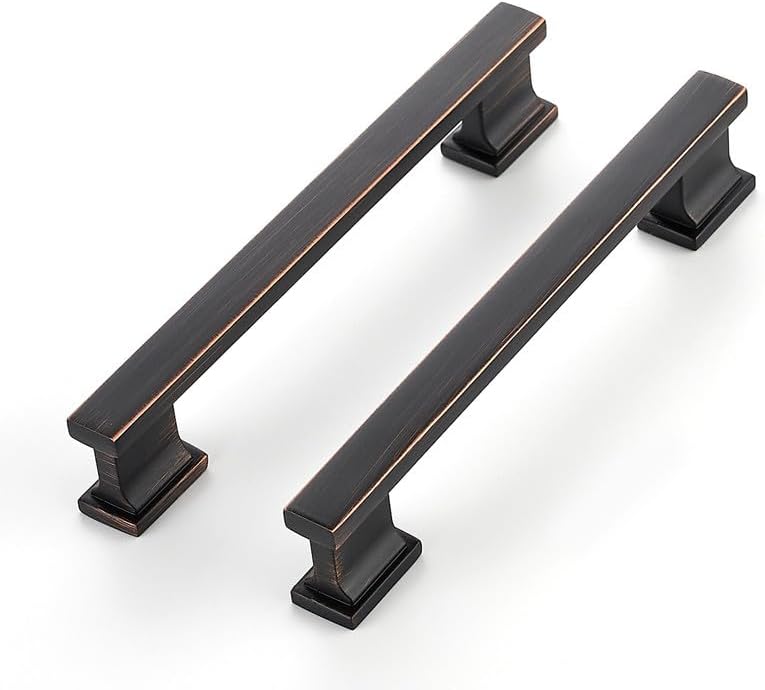 Ravinte Hardware 10 Pack Cabinet Pulls - 5 Inch (128mm) Hole Center, Oil Rubbed Bronze Handles for Kitchen Drawer & Cupboards, Solid Heavy Duty Cabinet Hardware, 6 Inch Overall Length