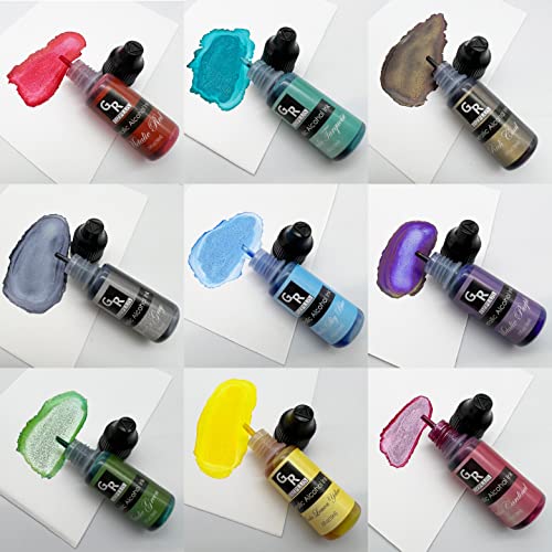 Metallic Alcohol Ink Set -26 Metallic Colors Alcohol Based Ink for Resin Art, Fluid Art,Resin Craft,Resin Petri Dish,Alcohol Ink Paint for Yupo,Tumbler (Metallic 26 Color Set)