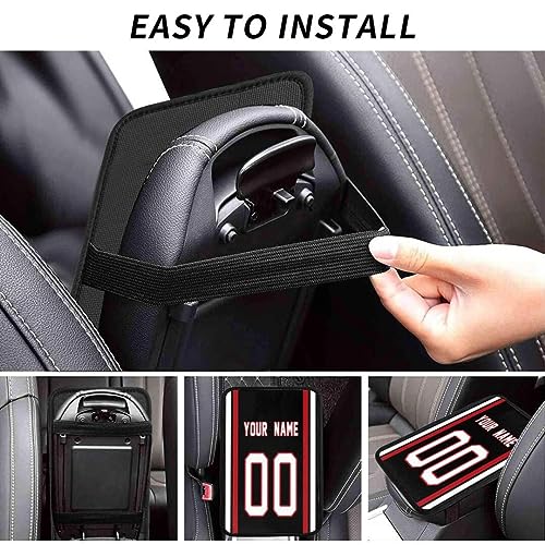Custom Car Armrest Cover,Add Personalized Name and Number As Gifts for Loyal Football Fans,American Football Auto Center Console Pad Car handrail Box Cushion,Fit for Most Car Seat Box Cover Protector - Thumbnail 5