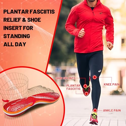 Image of 220lbs+ Plantar Fasciitis Relief Foot Pain Arch Support Insert Orthotics Insole, Women Men Shoe Inserts for Standing All Day, Comfort Work Boot Insole Flat Feet Heel Spur Size 5, 240MM