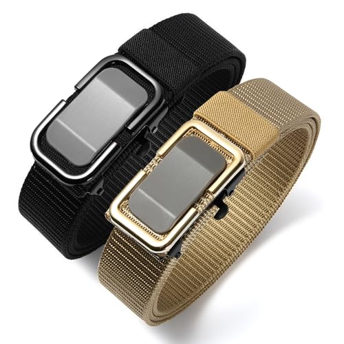 2 Pack Men's Nylon Ratchet Belt, Casual Web Click Belt with Slide Buckle for Jeans2