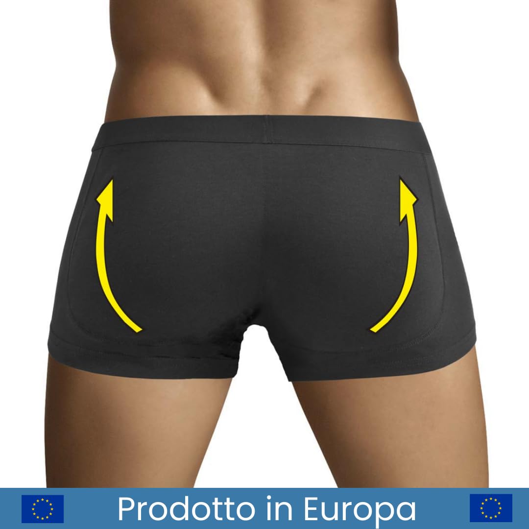 ARIUS Pacco 2 Mutande con Cuscinetti con Imbottitura Posteriore - Intimo Uomo con Culo - Mutanda Imbottita Glutei - per Aumentare Il Volume e Le Dimensioni dei Glutei - Men's Padded Buttocks