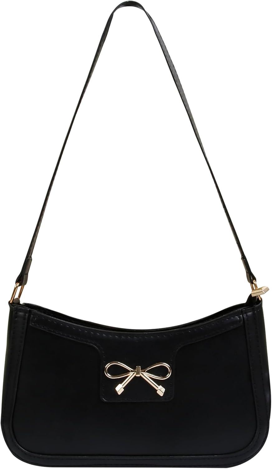 Fashion Bow Shoulder Bag for Women, Cute Hobo Tote Handbag Zipper Clutch Purse for Work Travel Casual