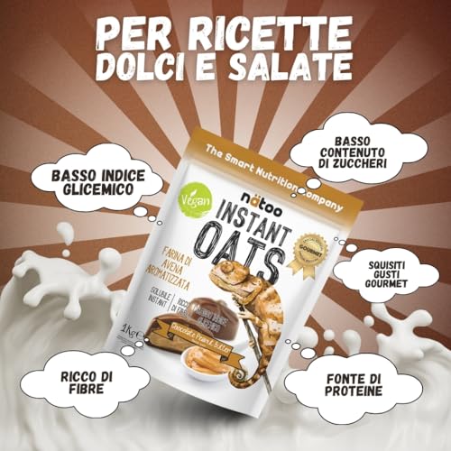 NÄToo Farina Di Avena Aromatizzata, 1 Kg, Ideale Per Pancake Proteici, Instant Oats, Avena Istantanea Gusto Chocolate Peanut - 6