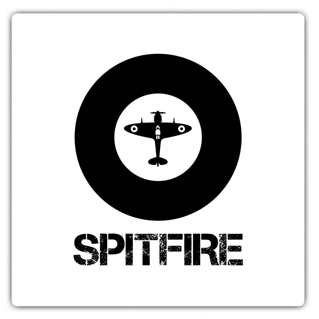 Destination Vinyl Ltd Multi Square Stickers (Set Of 2) 10Cm - Spitfire Plane Roundel Raf Air Force Fun Decals For Laptops,Tablets,Luggage,Scrap Booking,Fridges, #46327