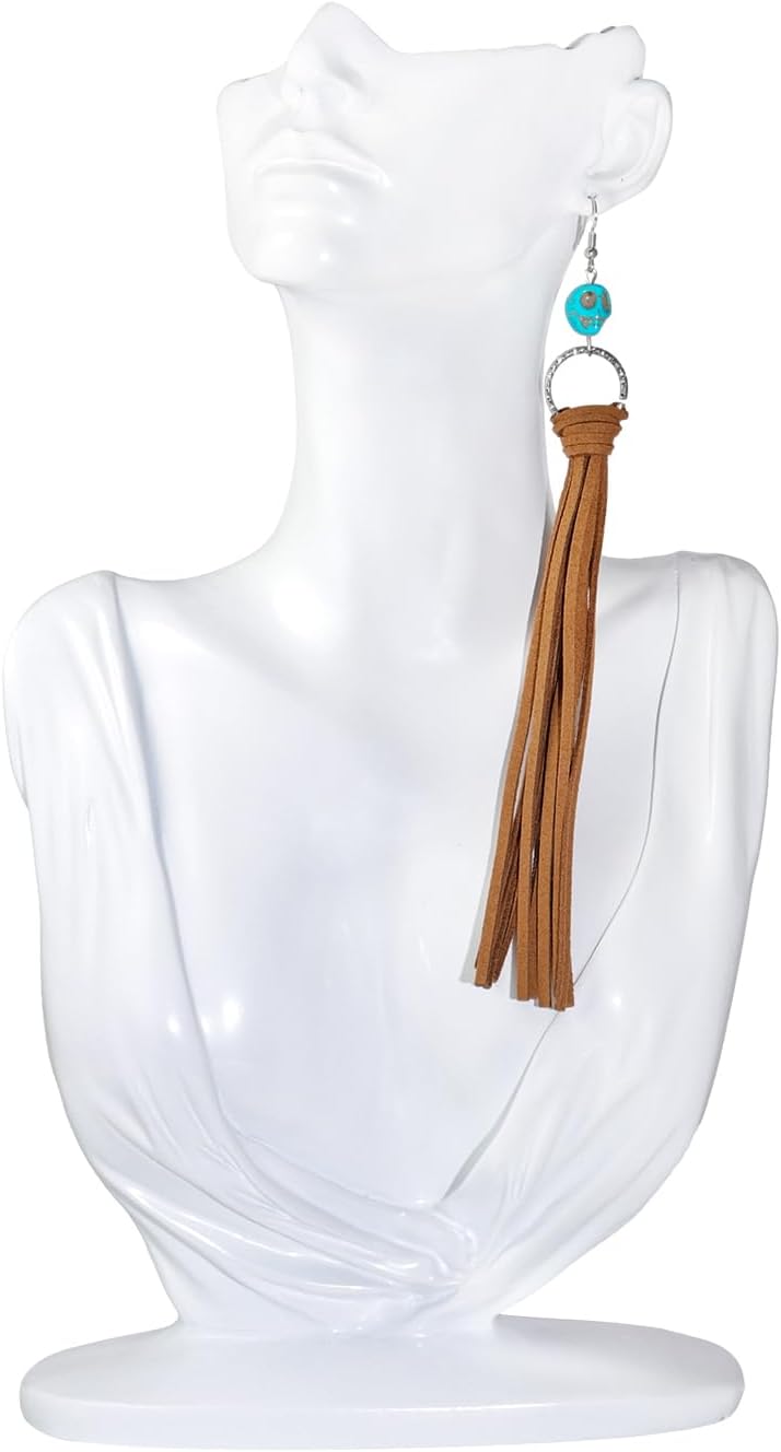 Bohemian Fringe Leather Earrrings Handmade Tassel Earrings with Turquoise Long Western Statement Dangel Earrings Vintage Long Turquoise Leather Tassel Earrings for Women Jewelry - Image 2