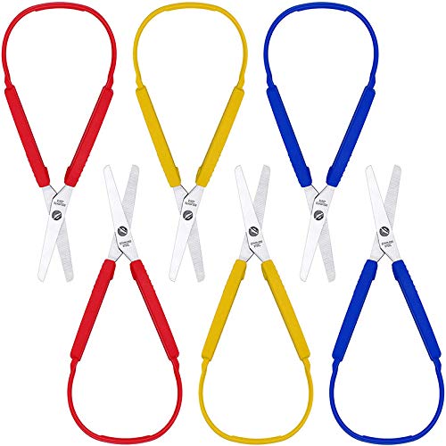 PQZATX Forbici Loop Forbici Colorate Impugnatura Ad Forbici Ad Apertura Automatica Forbici da Taglio Adattive 8 Pollici (6 Confezioni)