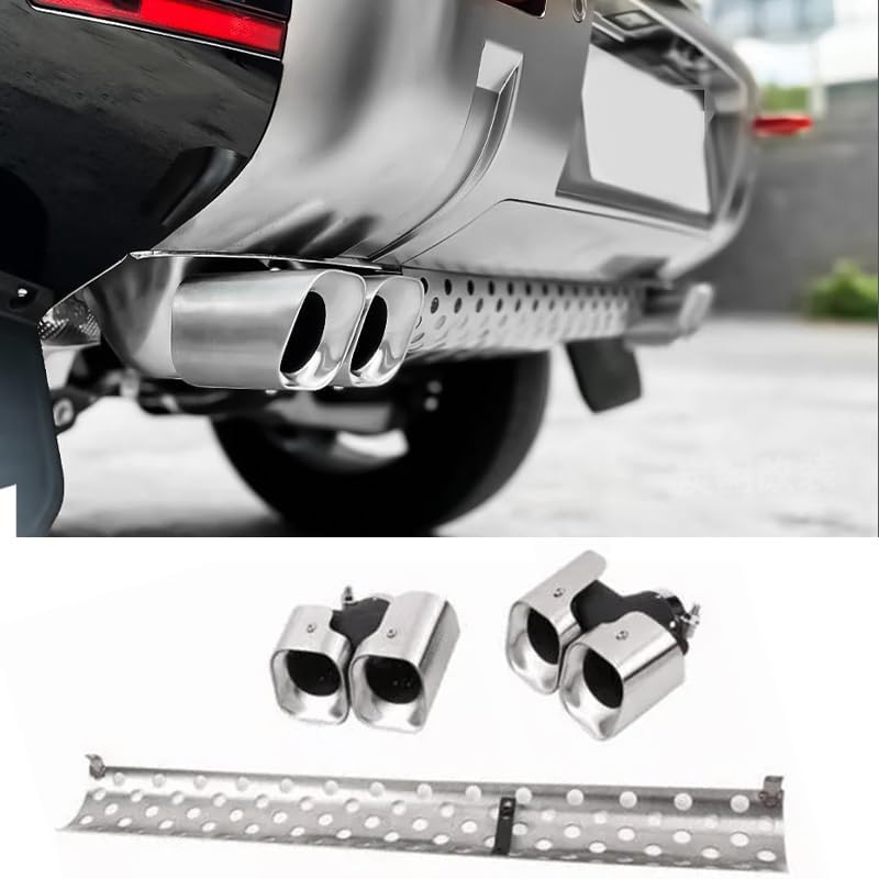 Tail Pipe Throat fits for LR Defender 110 130 90 2020-2025 Dual Exhaust Pipe mask Exhaust Modification Decorative Accessories Stainless Steel (2.0L Silver)