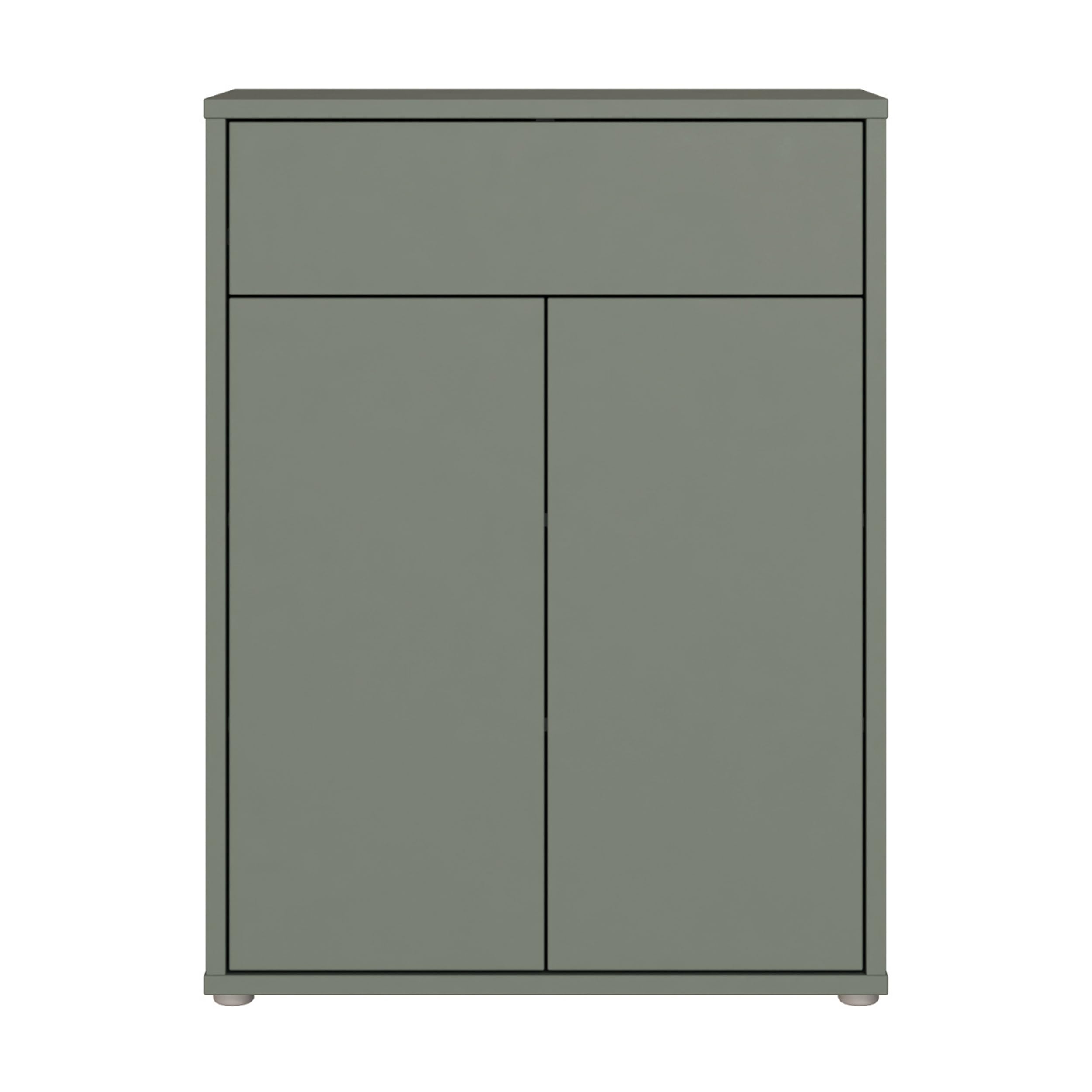 Forte Alice Springs Schuhschrank 70 80, modern-minimalistisch, 2-türig, 1 Schublade, Holzwerkstoff, Salbei, 74,5 cm breit x 99,1 cm hoch x 34,9 cm tief