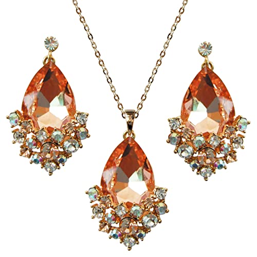 Conjunto de collar y pendientes Navachi con circonita multicolor y oro de 18k