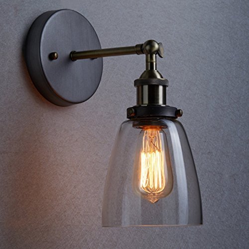 Lightsjoy Applique Murale Industrielle en Métal Verre Lampe Murale Cage Luminaire Mural Vintage Rétro Luminaire Intérieur Antique pour Chambre Maison Couloir Salon Salle à manger (Sans ampoule)