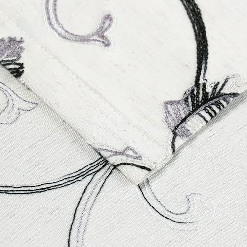 Image of VOGOL French Door Curtains, Country Style Light Filtering Privacy Drapes for Living Room Sliding Door, 1 Panel 36 x 40 Inches Sidelight Doorway Curtain, Grey & Beige