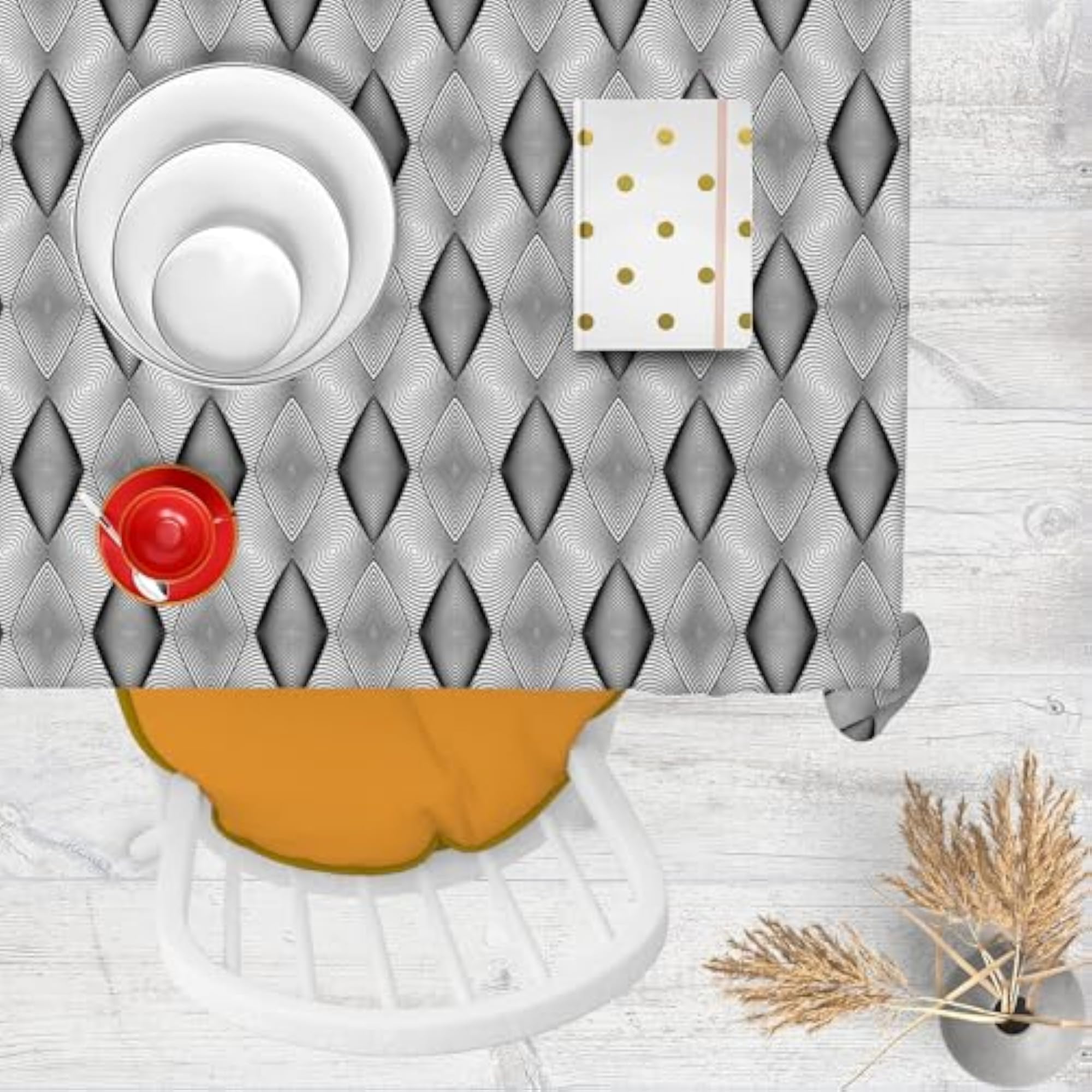 Monochrome Diamond Table Cloth Cover for Dining & Center Table