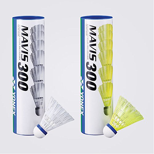 Yonex Mavis 300 Medium Speed Nylon Plastic Shuttlecock (White Pkg of 2 tubes (12 pcs))