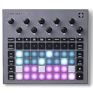 Novation Circuit Rhythm Groovebox Workstation with Standalone Sampler Bundle with Studio Pro Monitor Headphones, 32GB Memory Card, and 2x MIDI Cable