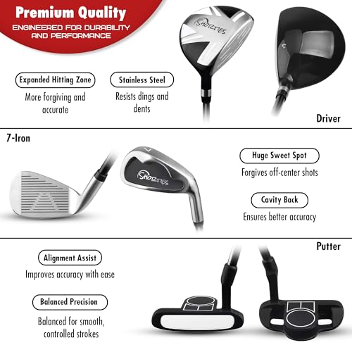 Shorties Golf - Kids Golf Club Set | Perfect for Toddler Golfers and Kids 34"-38" Tall | EasyCarry Stand Bag | Driver, 7-Iron, Putter, Headcover, and Rain Cover - Image 4