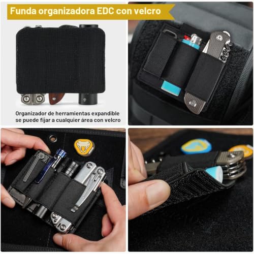 Miniatura 3 de Viperade Pl7 Organizador Edc Elástico Pequeño Inserto Organizador De Gancho Con 4 Bolsillos Elásticos, Funda Organizadora Multiherramientas Con Bolsa Elástica Edc, Panel Organizador De Gancho -L