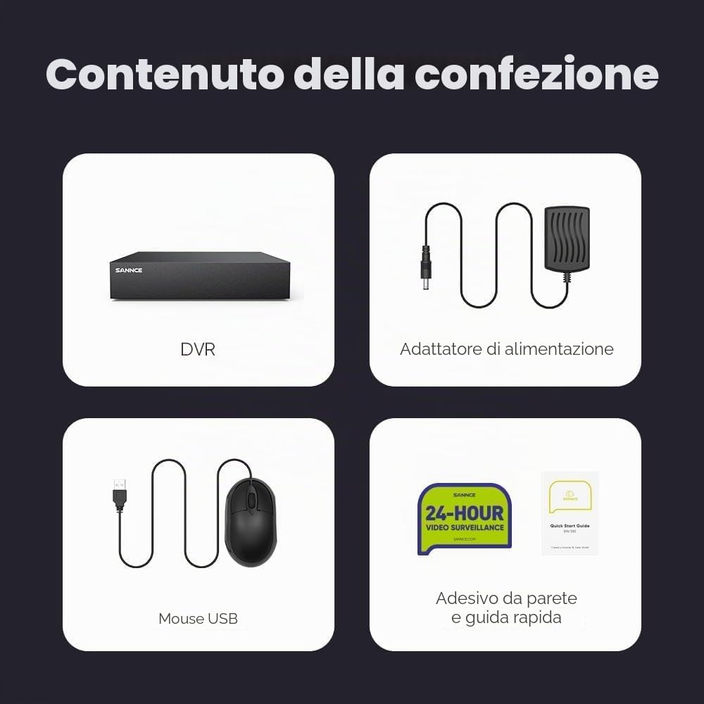 SANNCE 8 CH 1080 N DVR HDMI H.264 CCTV Registratore Video Digitale Digital Video Recorder Sistema di sicurezza rilevamento di movimento souveiller per computer o smartphone