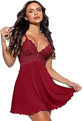 Camisola Poliamida Sensual com Renda, Lingerie Sexy Feminina, Pijama Sem Bojo e Alças Reguláveis