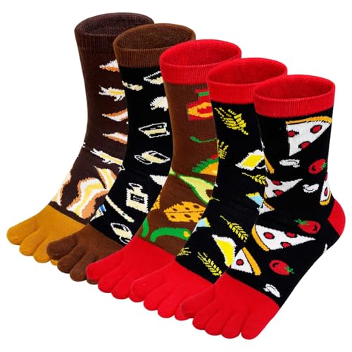 Hellomamma-Toe-Socks-Mens-Five-Finger-Striped-Sock-Running-Athletic-Cotton-Ankle-Sox-5-Pairs