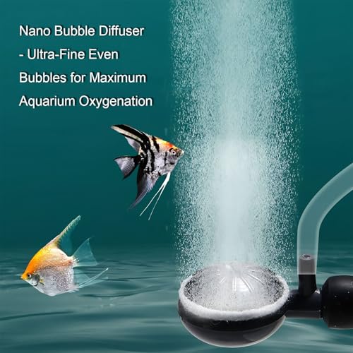 Image of Adjustable Aquarium Nano Bubble Diffuser, Ultra-Fine Air Stone Disc with Suction Cup, High-Output Oxygenation for Fish Tank, 2-Pack, Black