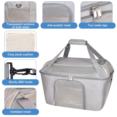 Transportbox Katze, Katzen Transportboxen mit Haustiernest, Faltbare Katzentasche Transporttasche, Hundetragetasche mit Einstellbar Schultergurt für Katzen Kleiner Hund Welpe, Airline Zugelassen