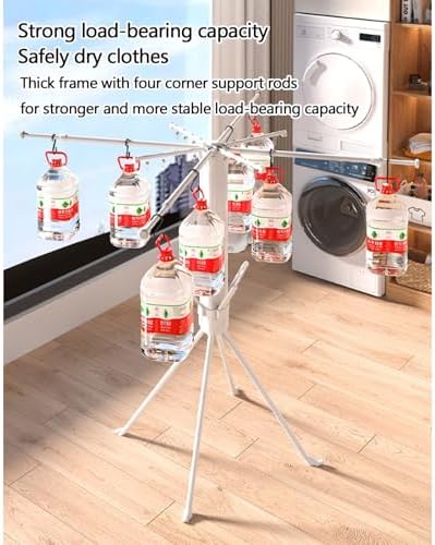 Foldable Clothes Drying Rack, Portable Retractable Drying Stand for Indoor/Outdoor Use, Space-Saving Laundry Rack（White,132cm）