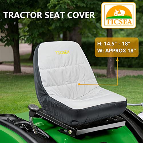Image of Riding Lawn Mower Seat Cover,Waterproof Tractor Seat Cover fits Tractor Seat Backrests 14.5 inch - 18 inch H Without Armrests, Approx 18.5 inch W