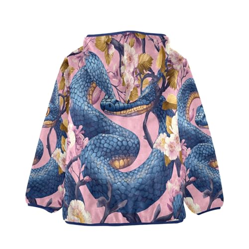 Snake Leaves and Flowers Toddler Fleece Jacket Girl Boys Hooded Fleece Jacket Coat Warm Outwear Zip-up 3-10T2