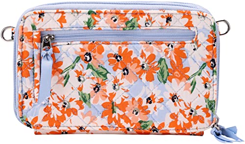 Brentano Cotton Quilted Double-Zipper Crossbody Wallet Purse And Clutch (Gerbera Daisy) #TOP1