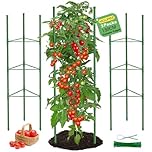 MQUPIN Tomato Cage and Plant Trellis - 130cm Adjustable Support Stand for Vegetables, Peppers, Beans, Flowers (3 Packs)