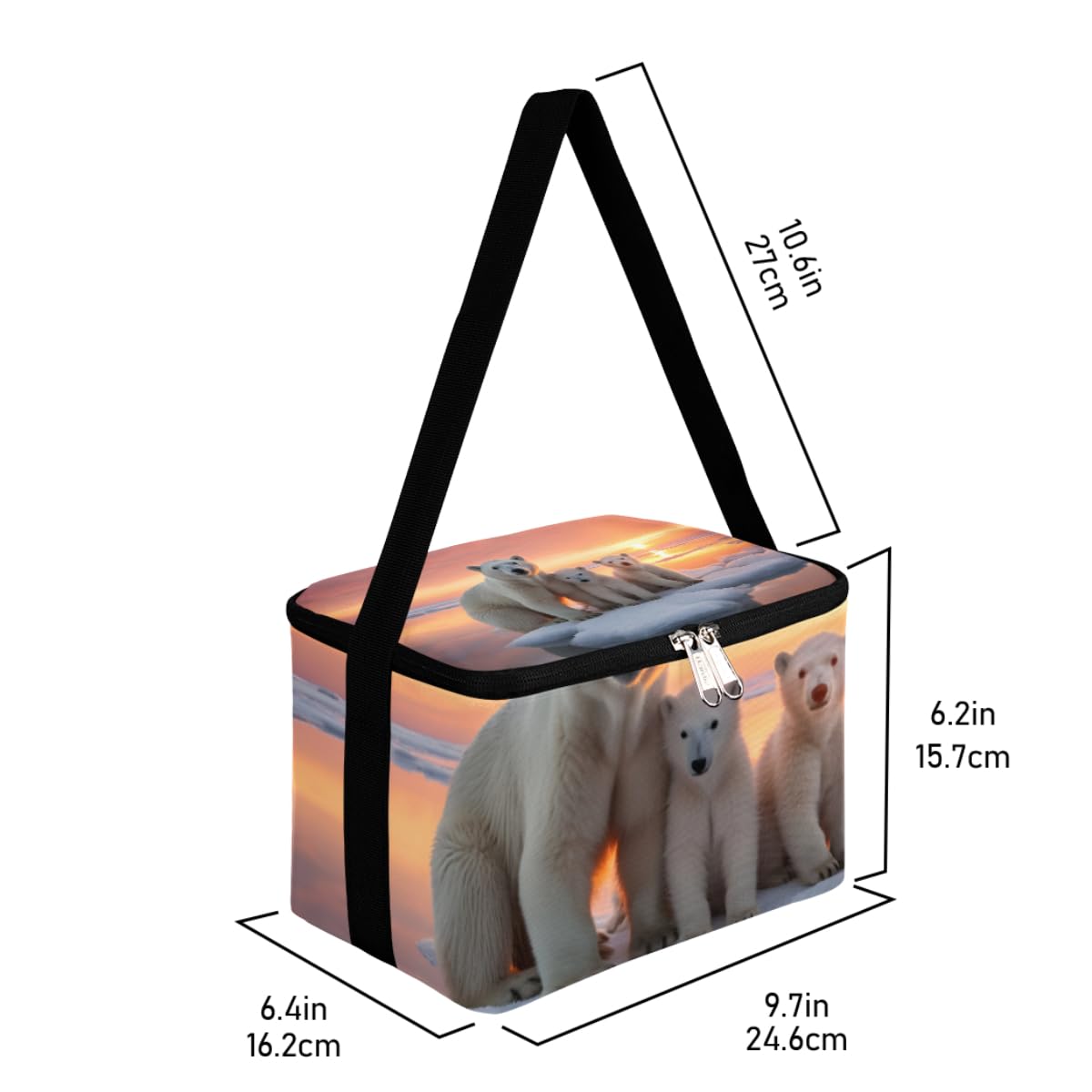 GzLeyigou Lunch Bags for Women Men 9 Cans,Arctic Polar Bears Hot & Cold Food Delivery Bag Insulated Grocery Bag Insulated Lunch Box Bear Glacier Cooler Bag for Office Work Picnic Beach