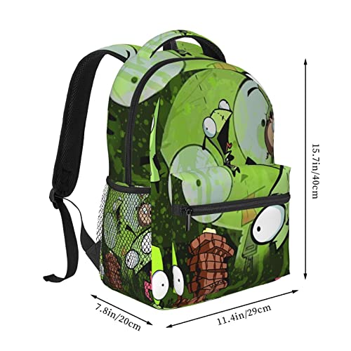 Backpacks Invader Anime Zim Adjustable Laptop Backpack Double Shoulder Bag for Women Men Climbing Shopping Work2