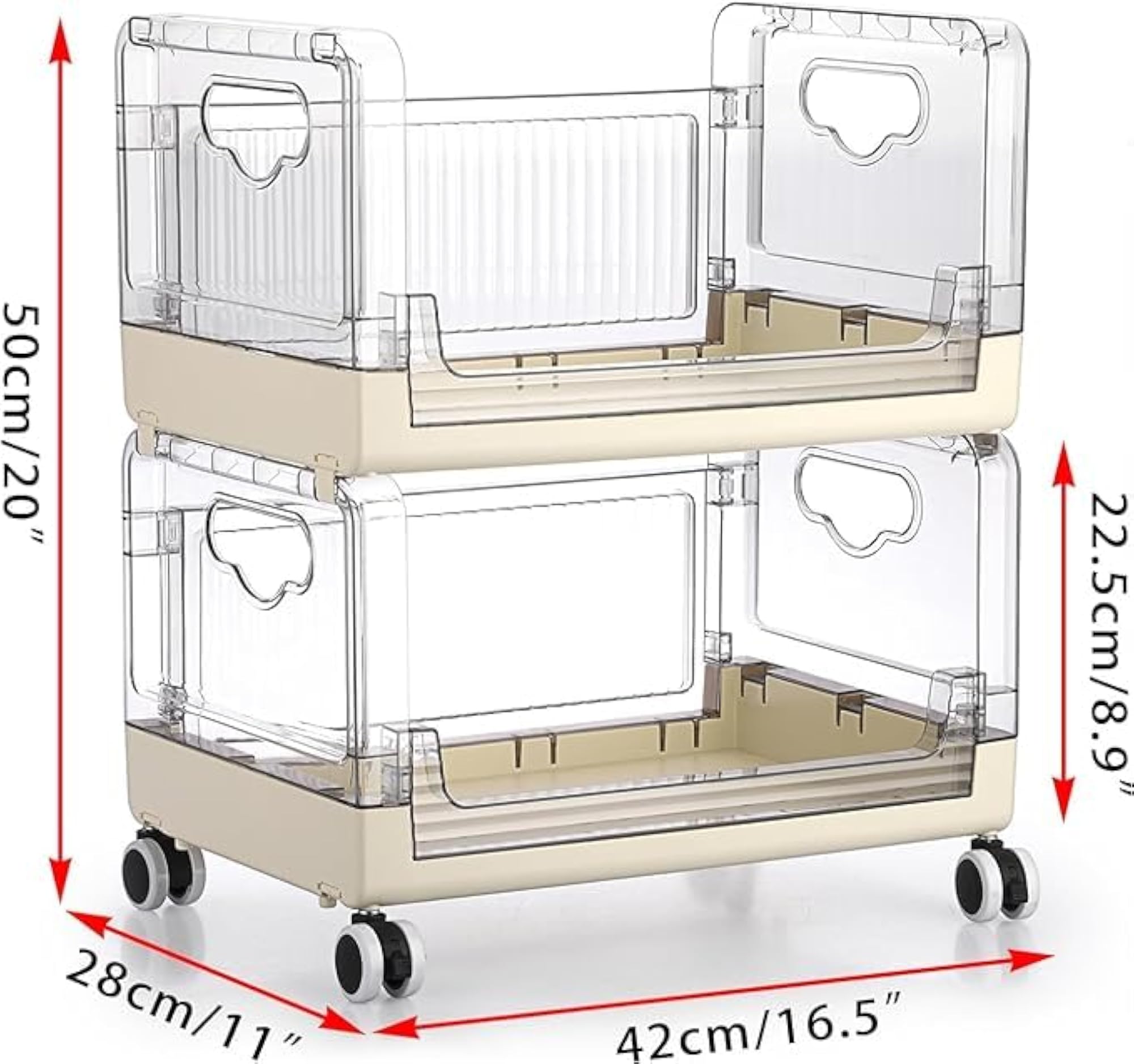 Kitchen Storage Cart, 2-Tier Utility Rolling Organizer