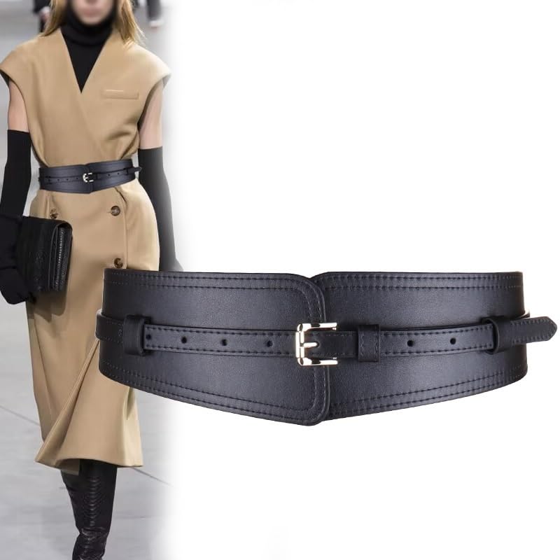 Waist Sealed Women's Outerwear Decoration Shirt Suit with Dress Waist Cinched Cowhide Wide Waistband for Women(Orange)3