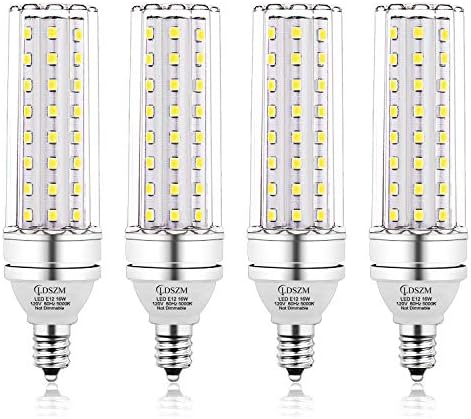E12 LED Bulbs, 16W LED Candelabra Bulb 120 Watt Equivalent, 1400lm, Decorative Candelabra Base E12 Corn Non-Dimmable LED Chandelier Bulbs, Daylight White5000K LED Corn Lamp, Pack of 4