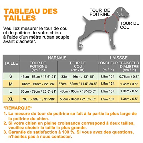 haapaw – Harnais anti-traction pour chien de taille moyenne et grande, réglable, en tissu Oxford réfléchissant, facile à contrôler, avec une laisse robuste gratuite - Image 7