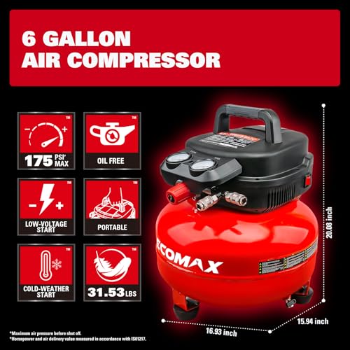 ECOMAX 6 Gallon 175 PSI Compressor