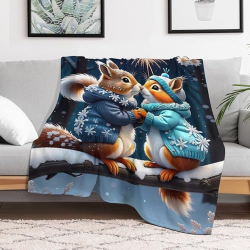 Couverture écureuil 3D en flannel chaude 130x180cm