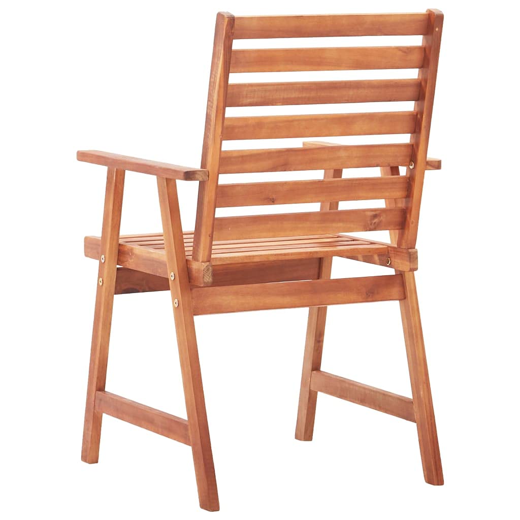 Set di 2 sedie da pranzo in legno di acacia, con cuscino | Rivestimento a olio, resistente alle intemperie, design a doghe, cuscino in poliestere impermeabile, portata 110 kg