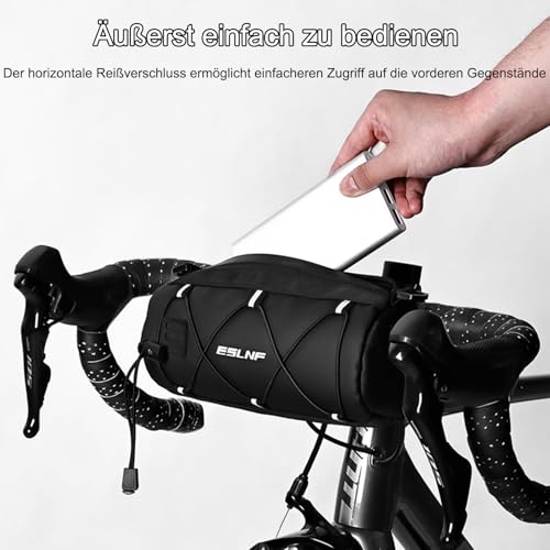 Rarapop Lenkertasche Fahrrad, Fahrradtasche vorne Lenker, Aufbewahrungstasche mit Schultergurt für Mountainbike, Rennrad – Ansicht 3